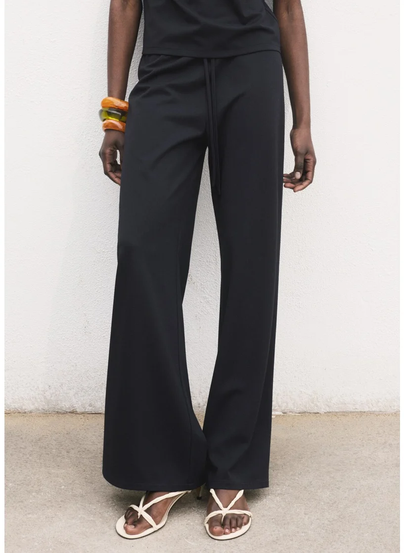 MANGO Wideleg Trousers With Elastic Waist