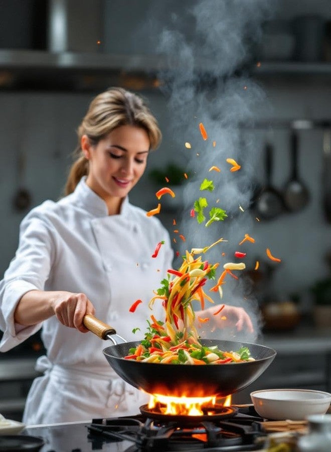 Dexam Heavy Gauge Non Stick Carbon Steel Wok 30cm/12-inch - Image 2