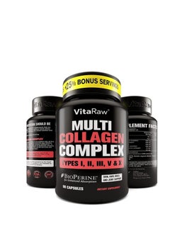 Multi Collagen Supplements (Types I, II, III, V & X) Collagen Peptides Pills for Hair, Skin & Joints - Hydrolyzed Collagen Protein Powder for Women and Men - 90 Capsules