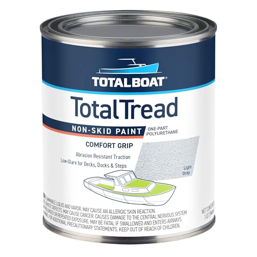 TotalBoat طلاء سطح غير زلق TotalBoat-520120 TotalTread، طلاء مضاد للانزلاق من الدرجة البحرية للقوارب، الخشب، الألياف الزجاجية، الألمنيوم، والمعادن (رمادي فاتح، ربع)  - Image 1