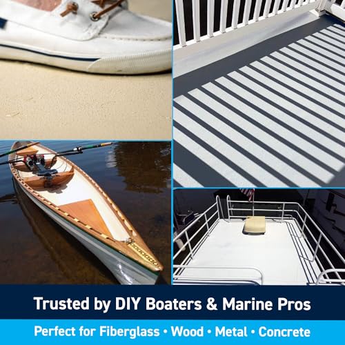 TotalBoat طلاء سطح غير زلق TotalBoat-520120 TotalTread، طلاء مضاد للانزلاق من الدرجة البحرية للقوارب، الخشب، الألياف الزجاجية، الألمنيوم، والمعادن (رمادي فاتح، ربع)  - Image 3
