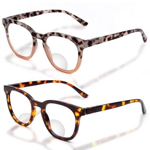 LianSan 2 Units Bifocal Reading Glasses for Women with Spring Hinge Ladies Stylish Top Clear Blue Light Blocking Readers,BY-TTPK 1.50 - Image 1