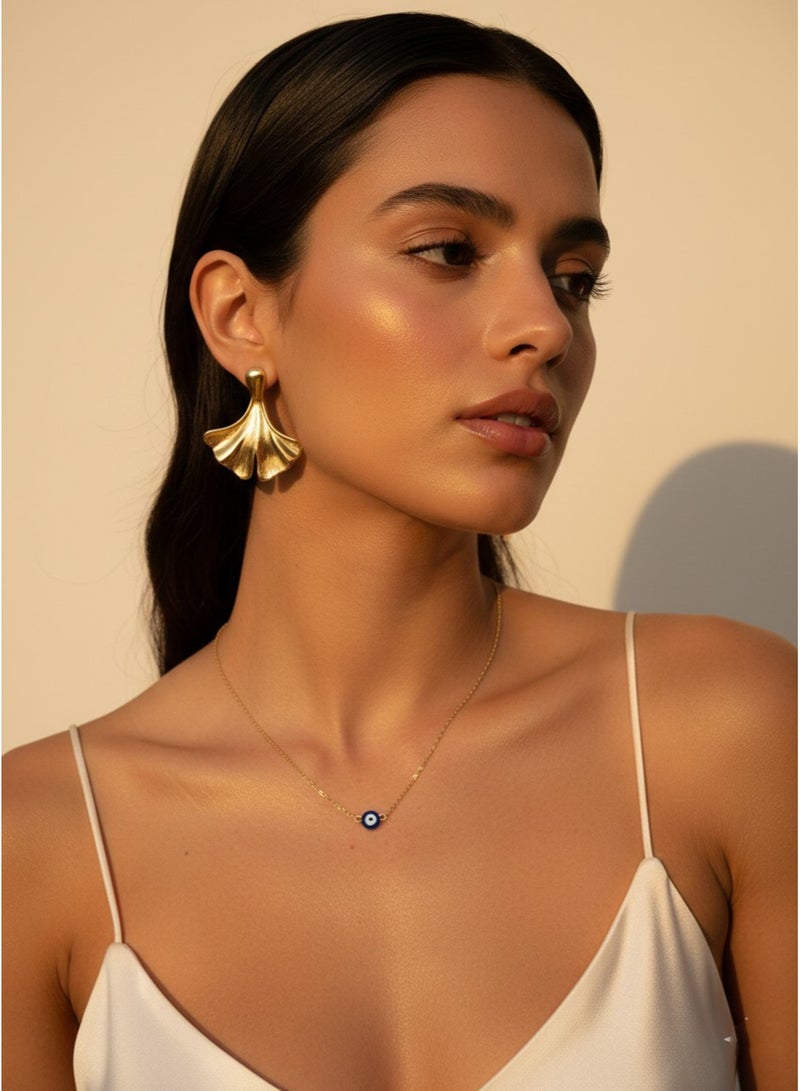 Julia Store 18K Gold Plated Stainless Steel Blue Enamel Eye Chain Pendant Turkish Protection Lucky Tiny Protection Charm Necklace Trendy Hypoallergenic Minimalist Jewelry Gift - Image 4
