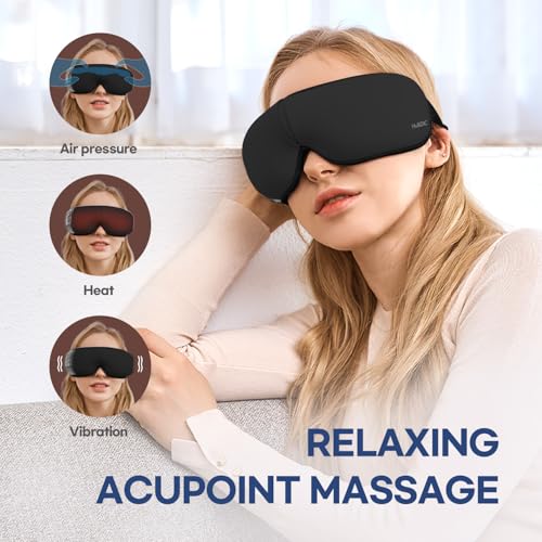 HuBDIC HubiCare Eye Massager with Heat, Vibration, and Music Helps Relieve Strain, Dark Circles, Dryness, and for Migraine Relief Relaxation and Better Sleep Gifts for Women/Men (Black) - Image 5