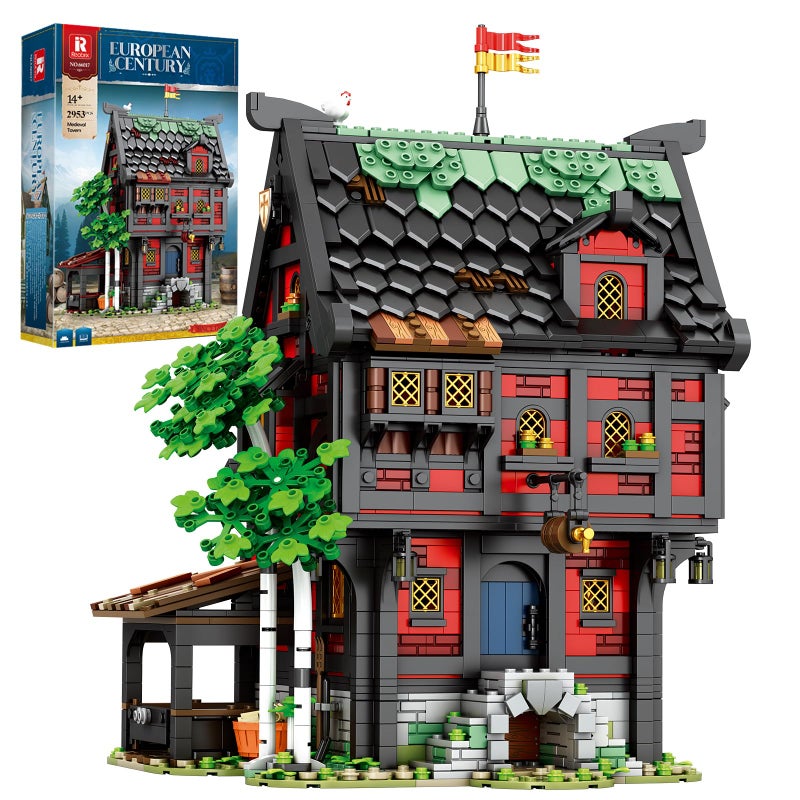 Reobrix Medieval Inn Building Set 66017, European Century Tavern for Home&Office Display, Medieval Collectible Architecture Model Kits, Creative Construction Gifts for Adults 14+ - Image 1