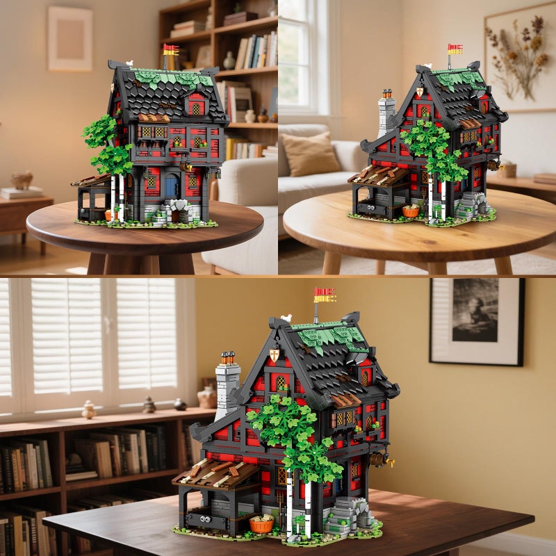 Reobrix Medieval Inn Building Set 66017, European Century Tavern for Home&Office Display, Medieval Collectible Architecture Model Kits, Creative Construction Gifts for Adults 14+ - Image 5