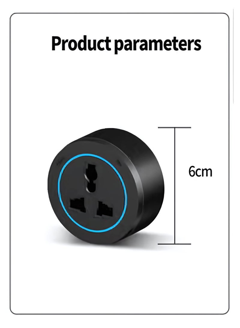 إسبانيا مقبس كهربائي متعدد الوظائف متنقل باللون الأسود مع حلقة LED زرقاء - Image 2