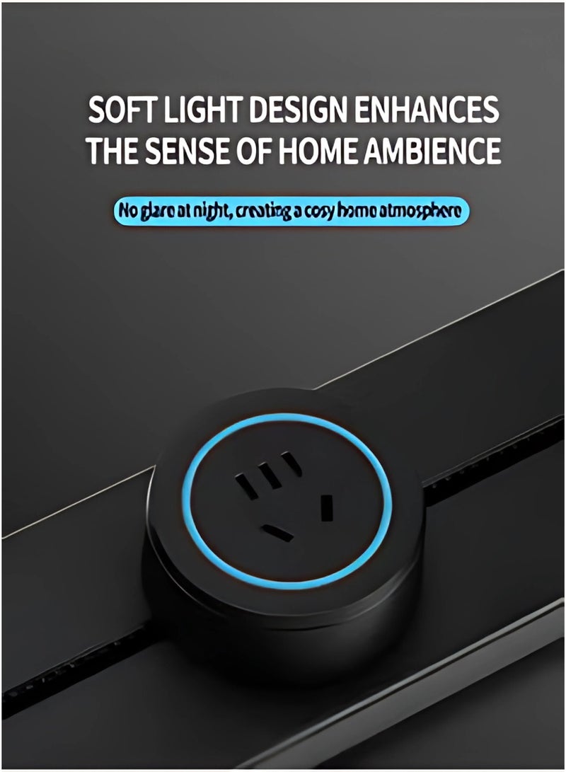 إسبانيا مقبس كهربائي متعدد الوظائف متنقل باللون الأسود مع حلقة LED زرقاء - Image 5