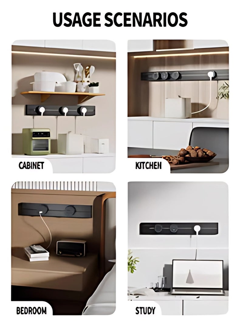 إسبانيا مقبس كهربائي متعدد الوظائف متنقل باللون الأسود مع حلقة LED زرقاء - Image 4