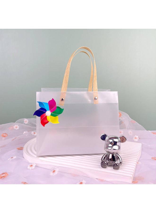 Generic - Children's Day 61 Transparent Bag Mini Windmill Decoration Wind Swivel Holiday Gift Bag Kindergarten Tote Bag-Color:Paper Row 21*14*16 Six-leaf Six-color 8CM Windmill-Specifications:10 Wholesale - Image 1