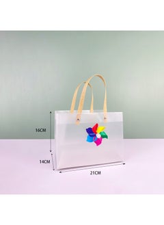 Children's Day 61 Transparent Bag Mini Windmill Decoration Wind Swivel Holiday Gift Bag Kindergarten Tote Bag-Color:Paper Row 21*14*16 Six-leaf Six-color 8CM Windmill-Specifications:10 Wholesale
