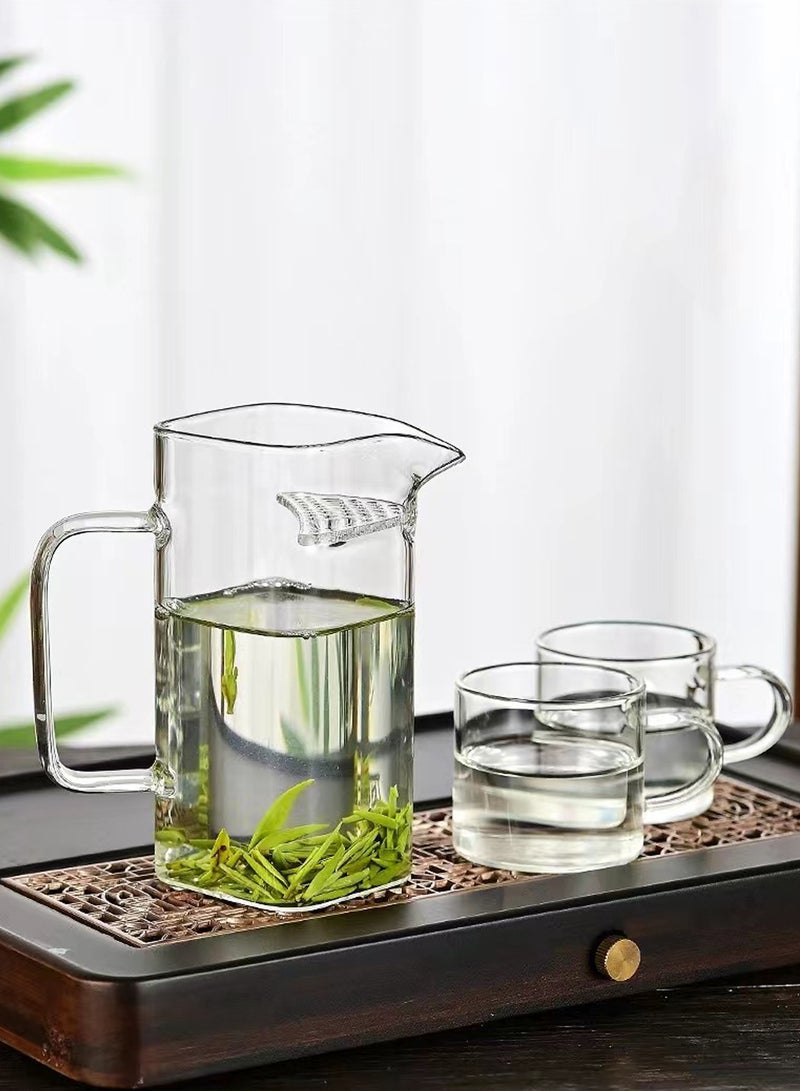 طقم قهوة من 3 قطع من زجاج البورسليكات الشفاف عالي البورسليكات - إبريق ترشيح سعة 360 مل وكوبان سعة 100 مل لتحضير القهوة وتقديمها والاستخدام اليومي - Image 4