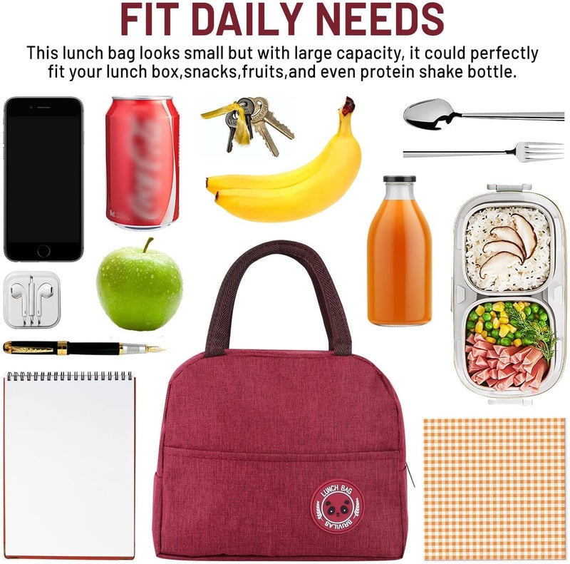 WEZOSHINET WEZOSHINET Insulated Lunch Bags for Women Work Student Kids to School Waterproof Thermal Cooler Tote Bag Picnic Organizer Storage Tiffin Box Portable and Reusable Foil Lunch Bag Red  - Image 5