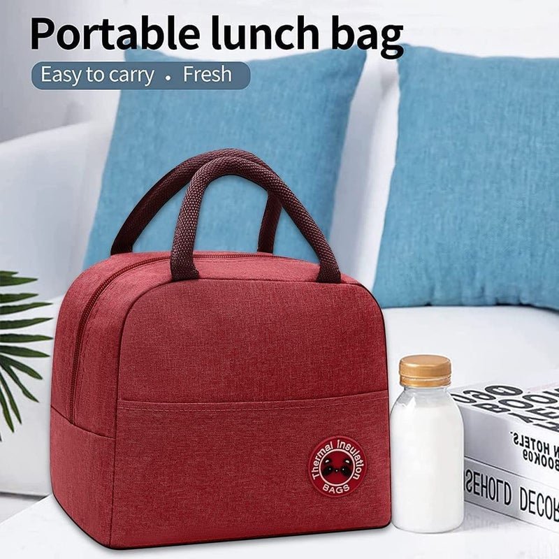 WEZOSHINET WEZOSHINET Insulated Lunch Bags for Women Work Student Kids to School Waterproof Thermal Cooler Tote Bag Picnic Organizer Storage Tiffin Box Portable and Reusable Foil Lunch Bag Red  - Image 4