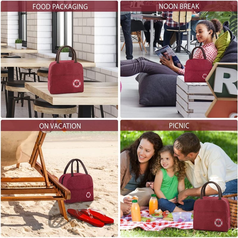 WEZOSHINET WEZOSHINET Insulated Lunch Bags for Women Work Student Kids to School Waterproof Thermal Cooler Tote Bag Picnic Organizer Storage Tiffin Box Portable and Reusable Foil Lunch Bag Red  - Image 2