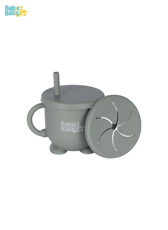 Babies Basic - Multi Purpose 2 In 1 Silicone Cup With Interchangable Straw And Snack Lid - Image 1