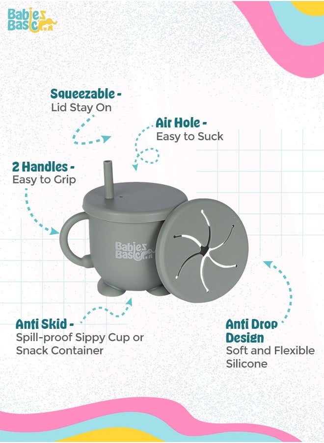 Babies Basic - Multi Purpose 2 In 1 Silicone Cup With Interchangable Straw And Snack Lid - Image 1