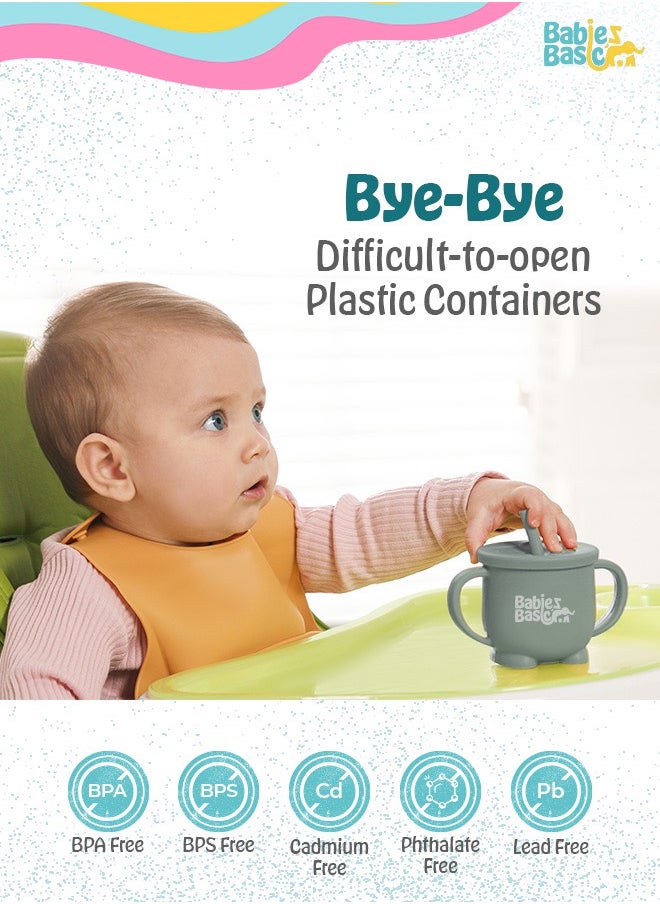 Babies Basic - Multi Purpose 2 In 1 Silicone Cup With Interchangable Straw And Snack Lid - Image 1