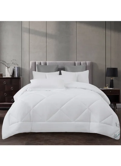 Donetella Comforter Set 6-Pcs King Size All Season Diamond Quilted Bed Fits(200 X 200 Cm) With 350 GSM Down Alternative Filling, White