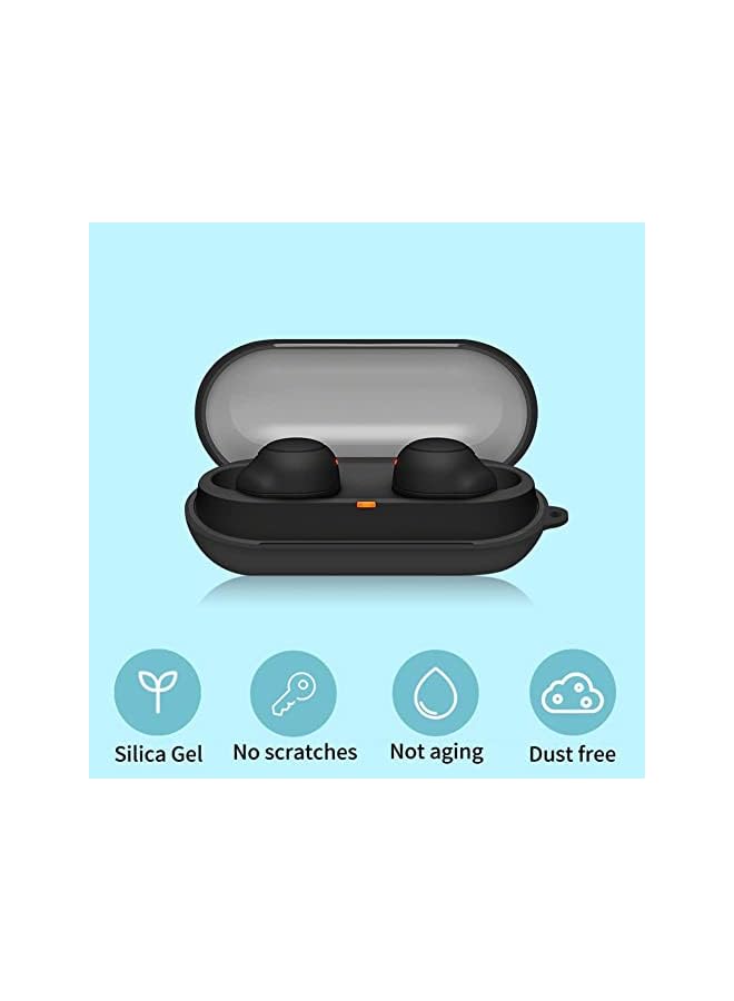Beauenty غطاء حماية من السيليكون الناعم المقاوم للصدمات لسماعات الأذن اللاسلكية Wf C500، مضاد للضياع وسهل الحمل، Sony Wf C500، أسود - Image 4