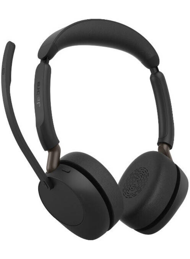 Jabra Evolve3 65 UC Stereo Wireless Headset with Link 390 USB-A, Adaptive ANC, 3-Mic ClearVoice, Spatial Sound, Bluetooth 5.3, Dual Connectivity, 30m Range, 31H Talk/59H Music, Flip-to-Mute Mic, Black | 36599-989-999 - Image 2
