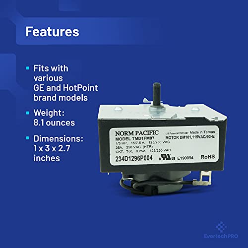 EVERTECHPRO WE4M532 OEM Timer for GE Dryer WE04X25280 WE4M362 WE04M0532, 234D2377P005, 234D1296P004, TMD1FM07 - Image 4