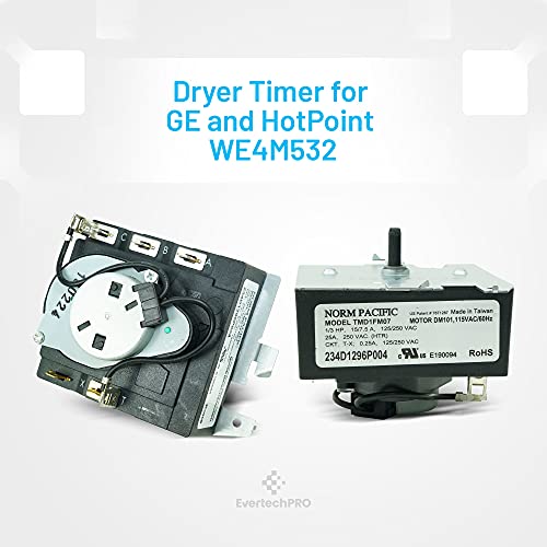 EVERTECHPRO WE4M532 OEM Timer for GE Dryer WE04X25280 WE4M362 WE04M0532, 234D2377P005, 234D1296P004, TMD1FM07 - Image 3