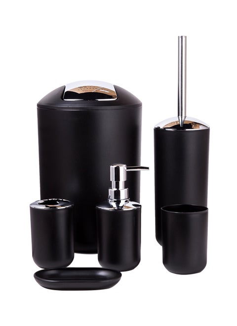 6-Piece Bathroom Set Black 25x25x30centimeter