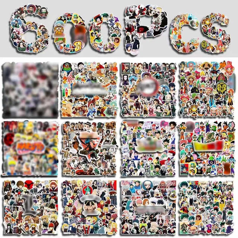 Arme Large Anime Stickers Mixed Pack,600Pcs Mixed with Classic Anime Theme Sticker Pack,Vinyl Waterproof Stickers Decals for Bottles, Laptops, Skateboards&Notebooks, Stickers for Adults&Kids&Teens - Image 1