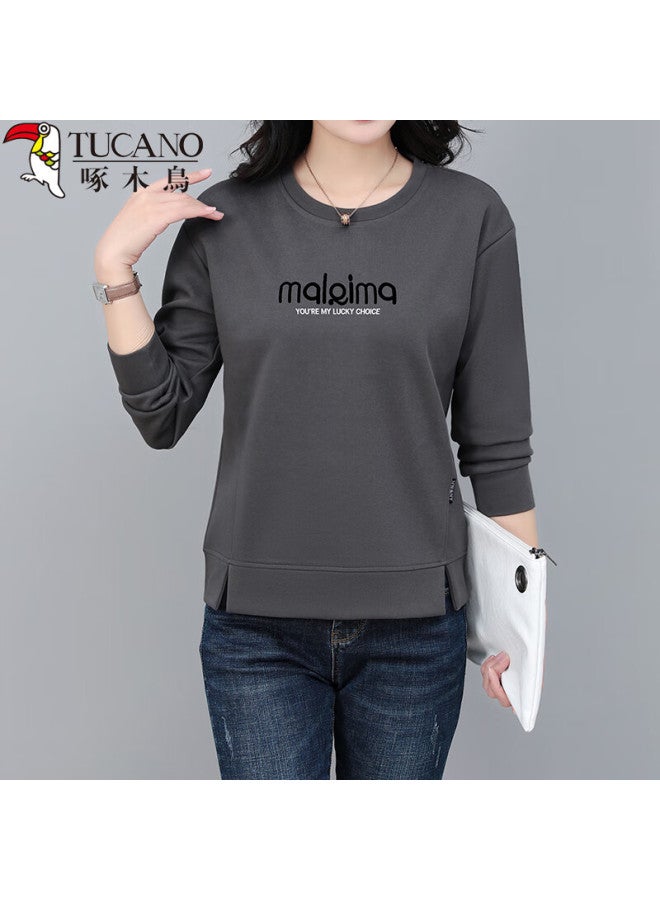 Tucano Women's Sweatshirt Casual Slim Fit Plus Size Fashionable Autumn Spring Top Caramel 2XL