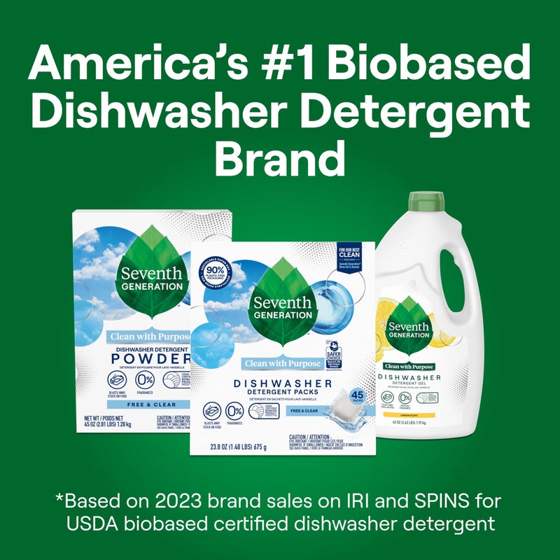 Seventh Generation Dishwasher Detergent Packs, Blasts Away Stuck-On Food, Free & Clear, 20 Packs - Image 4