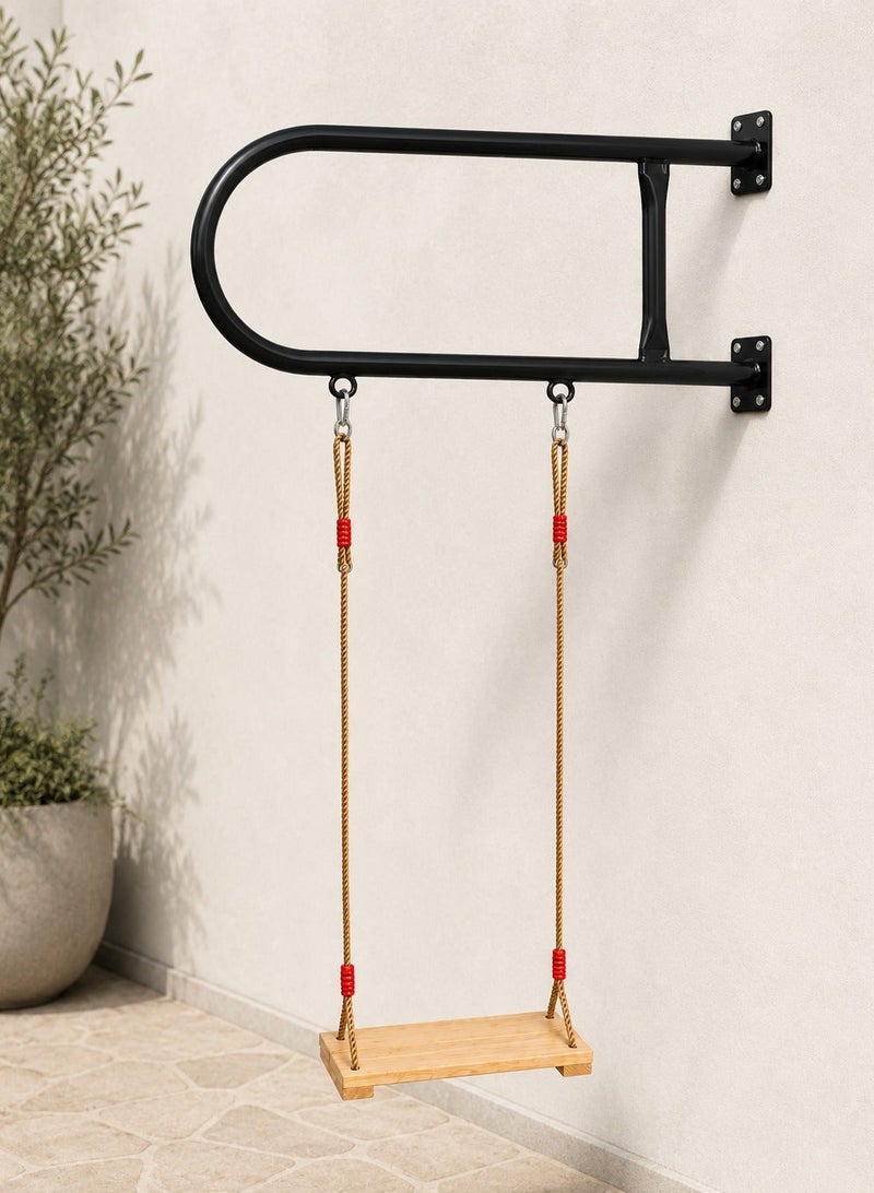Funz iron Wall Swing with Wooden Swing Seat for outdoor activity - Image 1