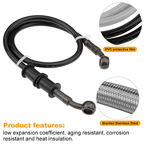 Mtsooning Motorcycle Brake Hydraulic Line, 60cm/23.6inch Braided Clutch Oil Pipe, Stainless Brake Hose Replacement for ATV Motorbike Pit Dirt Bike - Image 3