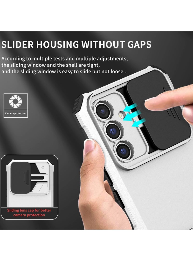 TEAM LUXURY Samsung Galaxy A34 5G White Mobile Phone Case Cover, Innovative Telescopic Bracket, Sliding Protection Camera Window, Bumper Shockproof Phone Back Cover  - Image 5
