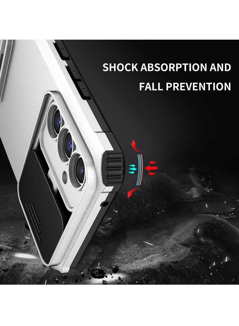 TEAM LUXURY Samsung Galaxy A34 5G White Mobile Phone Case Cover, Innovative Telescopic Bracket, Sliding Protection Camera Window, Bumper Shockproof Phone Back Cover  - Image 4
