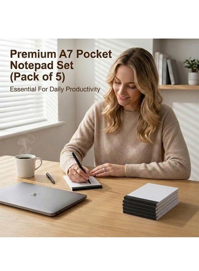 5 Pack A7 Small Notepads Refills, Mini Pocket Notebook 3 x 5 Inch Lined Writing Note Pads with 30 Sheets, Memo Pad Paper for Office School Home Shopping To Do Lists Journals Reminders - Image 3