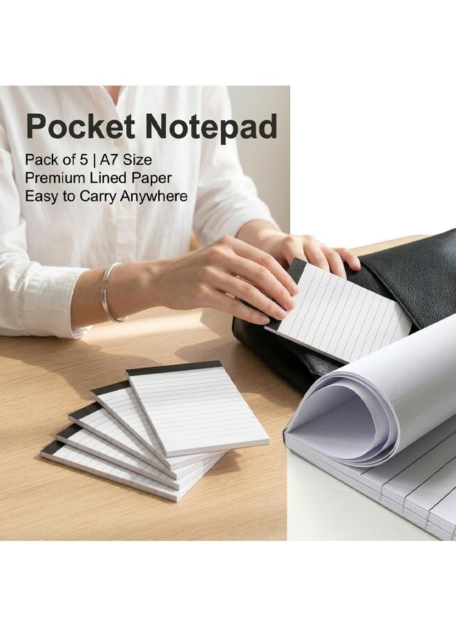 5 Pack A7 Small Notepads Refills, Mini Pocket Notebook 3 x 5 Inch Lined Writing Note Pads with 30 Sheets, Memo Pad Paper for Office School Home Shopping To Do Lists Journals Reminders - Image 4
