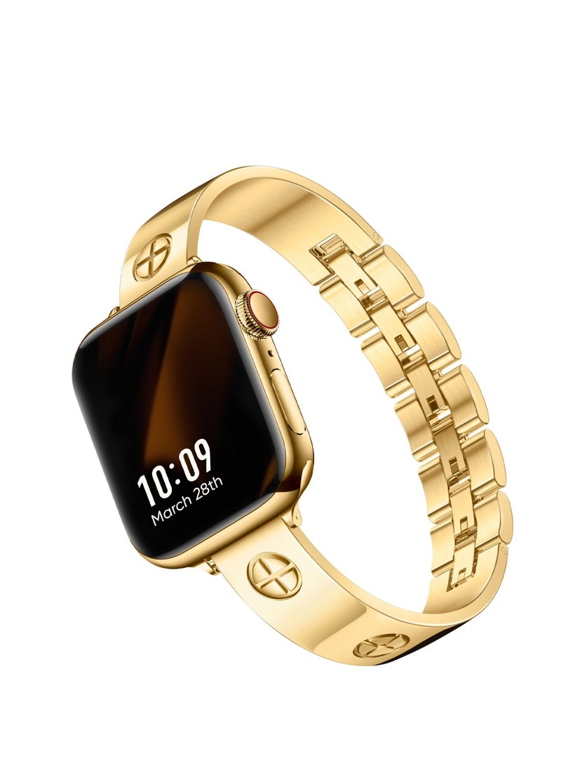 SYOSI Compatible with Apple Watch Band 38mm 40mm 41mm, Fashion Stainless Steel Metal Bling Replacement Strap, Women Dressy Bracelet Wristband for i-Watch Series 9 8 7 6 5 4 3 2 1 SE Ultra (Gold) - Image 1