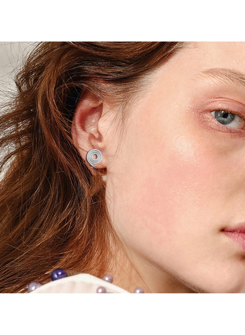 SYOSI (20 قطعة) أقراط ضغط للكيلويد، أقراط حلزونية بقطر 10 مم، أقراط ملفوفة بالأسلاك، أقراط قابلة للتثبيت من الفولاذ المقاوم للصدأ، أقراط حلزونية غير مثقوبة للرجال والنساء - Image 3