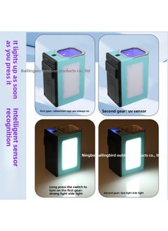 Generic Luminous Iron Plate Bait Wooden Shrimp UV Light Supplement Device Purple Light Induction Rechargeable LED Lighting Flashlight Light Supplement Light Dual-use-Color:Lake Blue - Induction Battery Model (2 Battery Holders Do Not Include Batteries)  - Image 3