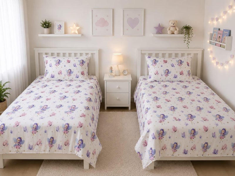 Fairies Baby Bed Sheets, Ameriya Cotton Soft Anti-Pilling & Shrunk Baby Bed Sheets, 6 Piece Includes 2 Sheets, 2 Pillow Shams - Image 2