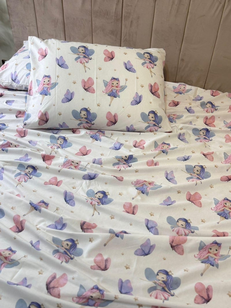 Fairies Baby Bed Sheets, Ameriya Cotton Soft Anti-Pilling & Shrunk Baby Bed Sheets, 6 Piece Includes 2 Sheets, 2 Pillow Shams - Image 1