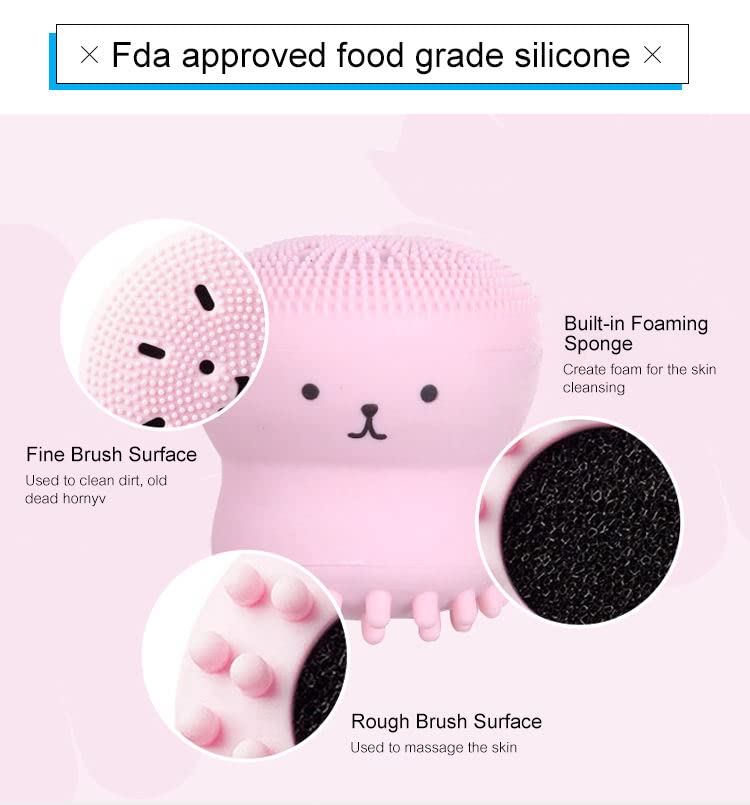 Giffy® Massage Brush Silicone Face Scrubber Exfoliator Soft Cute Octopus Facial Cleansing Brush - Image 3
