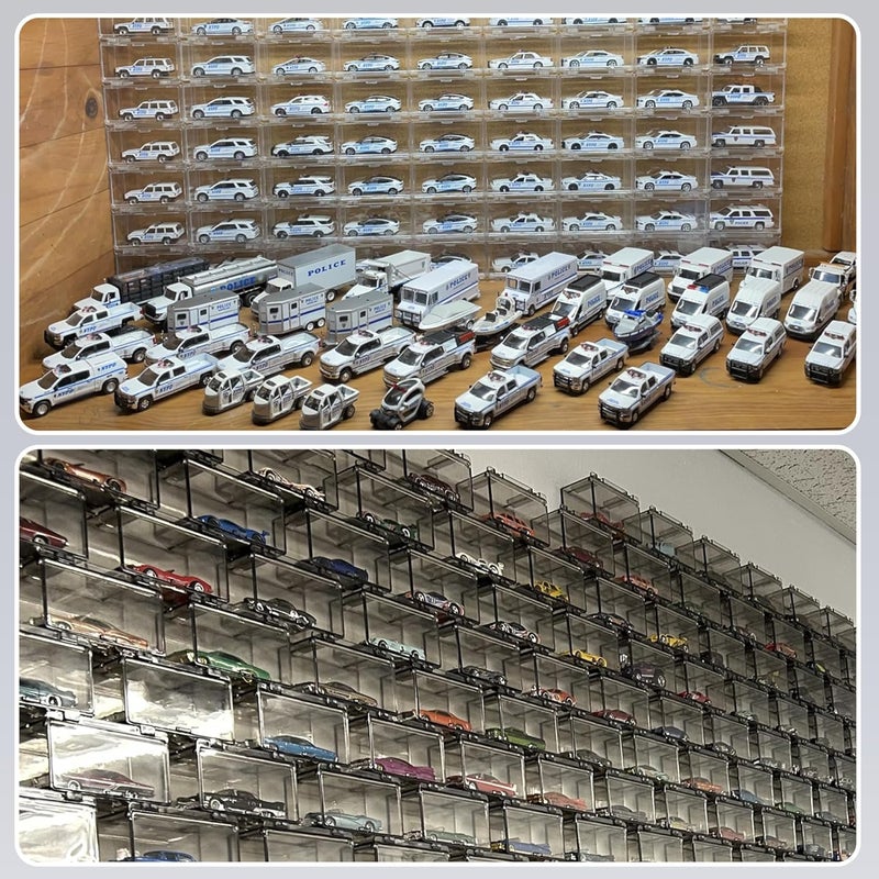 Saichotoy Display Case Compatible with Hot Wheels Stackable Toy Car Storage Transparent Organizer for Matchbox 164 Scale Diecast Cars 32 Packs Dark Tint Case Only - Image 5