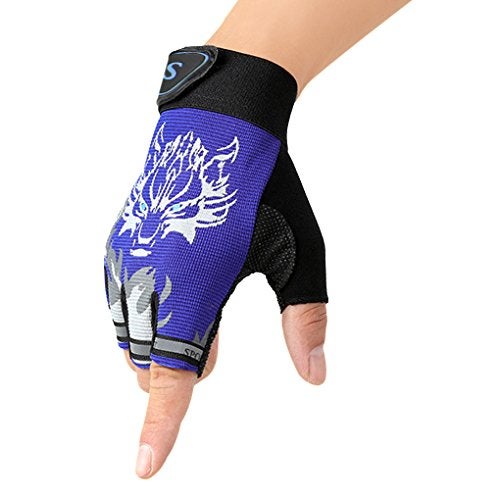 BXT Kids Fingerless Cycling Gloves Non-Slip Shock-Absorbing Child Riding Bike Gloves Half Finger Outdoor Sports Gloves for Girls Boys Fishing Bicycle Roller Skating Hunting Climbing - Image 1