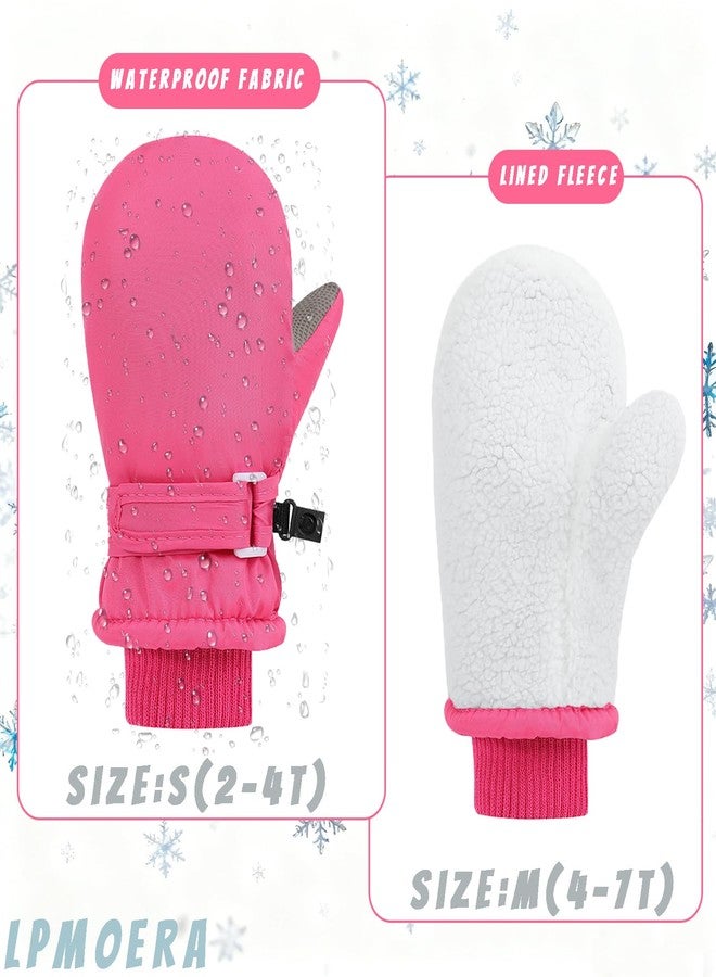 LPMOERA Toddler Mittens Waterproof Kids Winter Ski Gloves Baby Mittens for Boys Girls, Rose Red, S(2-4T) - Image 2