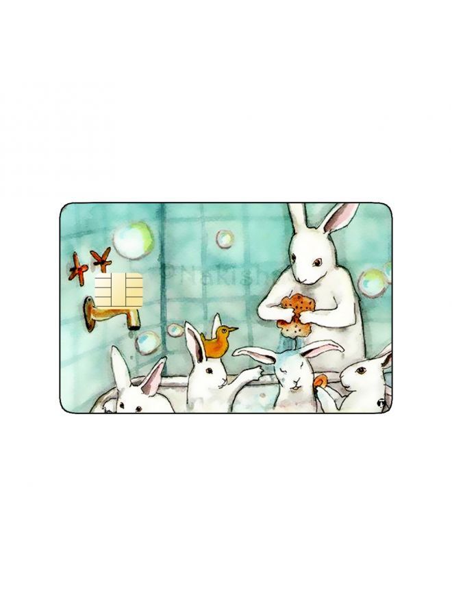 RKN PRINTED BANK CARD STICKER Beautiful Rabbits Drawing In Bath - Image 1