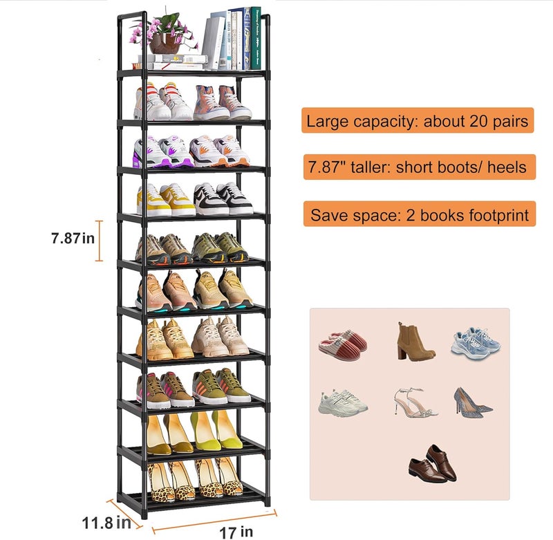 OYREL Shoe Rack, Sturdy Metal Shoe Rack Organizer,Narrow Shoe Racks for Closets,Shoes Rack,Shoe Stand,Shoe Shelf - Image 2