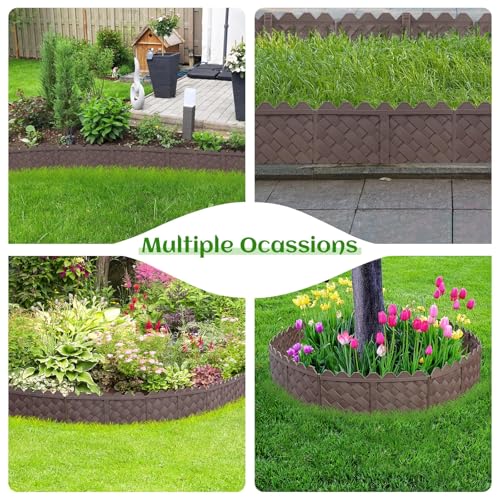 Ruppence 20-Pack Weaving Flower Bed Garden Edging Borders (20 FT) - No Dig Border Edgings with 8.5” Anchor Stakes & Interlocking Design-Thickened Borders for Lawns, Flower Beds & Landscaping - Image 5