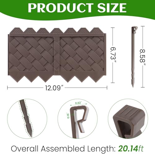 Ruppence 20-Pack Weaving Flower Bed Garden Edging Borders (20 FT) - No Dig Border Edgings with 8.5” Anchor Stakes & Interlocking Design-Thickened Borders for Lawns, Flower Beds & Landscaping - Image 3
